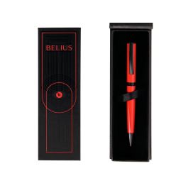 Boligrafo Belius Turbo Aluminio Color Rojo Y Negro Tinta Azul Caja De Diseño