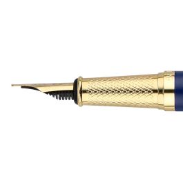 Pluma Y Estuche Belius Soiree Color Art Deco Azul Marino Y Dorado Tinta Azul Caja De Diseño