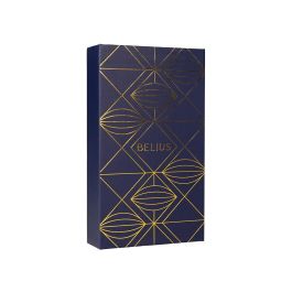 Pluma Y Estuche Belius Soiree Color Art Deco Azul Marino Y Dorado Tinta Azul Caja De Diseño