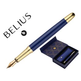 Pluma Y Estuche Belius Soiree Color Art Deco Azul Marino Y Dorado Tinta Azul Caja De Diseño