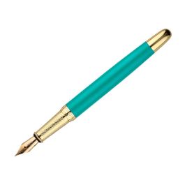 Pluma Belius Soiree Aluminio Color Art Deco Turquesa Y Dorado Tinta Azul Caja De Diseño