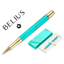 Roller Belius Aqua Aluminio Color Turquesa Y Dorado Tinta Negra Caja De Diseño