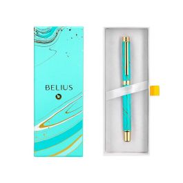 Roller Belius Aqua Aluminio Color Turquesa Y Dorado Tinta Negra Caja De Diseño