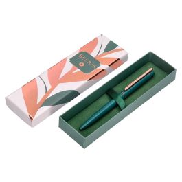 Boligrafo Belius Rose Aluminio Color Verde Oliva-Oro Rosa Tinta Azul Caja De Diseño