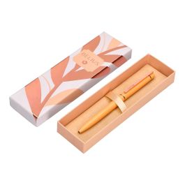 Boligrafo Belius Rose Aluminio Color Naranja-Oro Rosa Tinta Azul Caja De Diseño