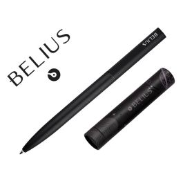 Boligrafo Belius Rocket B Aluminio Color Minimalista Negro Tinta Azul Caja Cilindrica