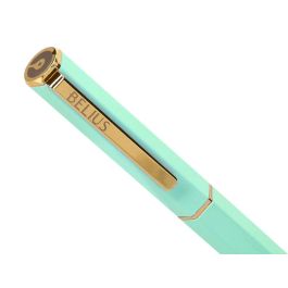 Boligrafo Belius Macaron Bliss Forma Hexagonal Color Verde Dorado Tinta Azul Caja De Diseño