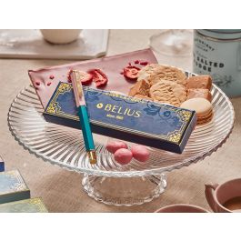 Boligrafo Belius Macaron Bliss Forma Hexagonal Color Rosa- Azul Y Dorado Tinta Azul Caja De Diseño