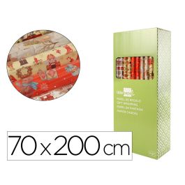 Papel De Regalo Liderpapel Navidad Rollo Ancho 70 cm Longitud 2 Mt Gramaje 60 gr Diseños Surtidos 50 unidades