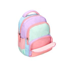 Cartera Escolar Liderpapel Moc Hila Multibolsillo Infantil Azul Rosa Morado 350x110x270 mm