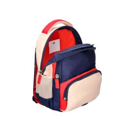 Cartera Escolar Liderpapel Moc Hila Multibolsillo Infantil Azul Marino Rojo Beige 350x110X270 mm