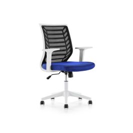 Silla Rocada De Oficina Brazos Regulables Estructura Blanca Respaldo Malla Y Asiento Tela Ignifuga Azul Precio: 135.88999985. SKU: B1KMVED8M7