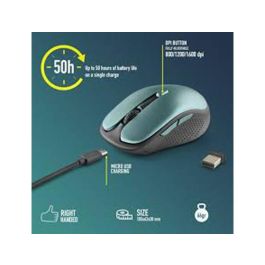 Raton Ngs Evo Rust Optico 800-1200-1600 Dpi Inalambrico 5 Botones Teclas Silenciosas Receptor Usb 2,4 grhz Verde