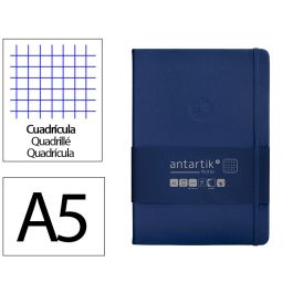 Cuaderno Con Gomilla Antartik Notes Tapa Dura A5 Hojas Cuadricula Azul Marino 100 Hojas 80 gr Fsc