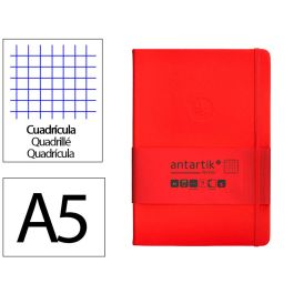 Cuaderno Con Gomilla Antartik Notes Tapa Dura A5 Hojas Cuadricula Rojo 100 Hojas 80 gr Fsc