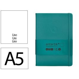 Cuaderno Con Gomilla Antartik Notes Tapa Dura A5 Hojas Lisas Verde Aguamarina 100 Hojas 80 gr Fsc