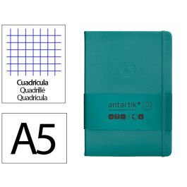 Cuaderno Con Gomilla Antartik Notes Tapa Dura A5 Hojas Cuadricula Verde Aguamarina 100 Hojas 80 gr