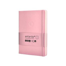 Cuaderno Con Gomilla Antartik Notes Tapa Dura A5 Hojas Rayas Rosa Pastel 100 Hojas 80 gr Fsc