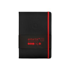 Cuaderno Con Gomilla Antartik Notes Tapa Dura A5 Hojas Cuadricula Negro Y Rojo 100 Hojas 80 gr Fsc