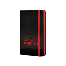 Cuaderno Con Gomilla Antartik Notes Tapa Dura A6 Hojas Rayas Negro Y Rojo 100 Hojas 80 gr Fsc