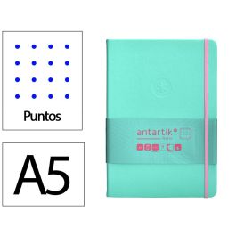 Cuaderno Con Gomilla Antartik Notes Tapa Dura A5 Hojas Puntos Rosa Y Turquesa 100 Hojas 80 gr Fsc