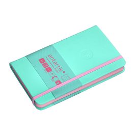 Cuaderno Con Gomilla Antartik Notes Tapa Dura A6 Hojas Rayas Rosa Y Turquesa 100 Hojas 80 gr Fsc