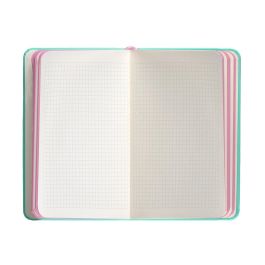 Cuaderno Con Gomilla Antartik Notes Tapa Dura A6 Hojas Cuadricula Rosa Y Turquesa 100 Hojas 80 gr Fsc