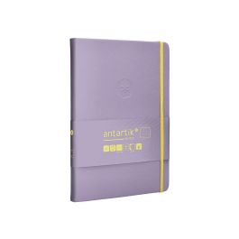 Cuaderno Con Gomilla Antartik Notes Tapa Dura A5 Hojas Puntos Morado Y Amarillo 100 Hojas 80 gr Fsc