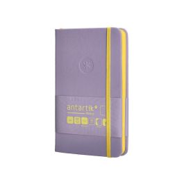 Cuaderno Con Gomilla Antartik Notes Tapa Dura A6 Hojas Lisas Morado Y Amarillo 100 Hojas 80 gr Fsc