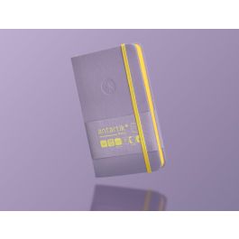 Cuaderno Con Gomilla Antartik Notes Tapa Dura A6 Hojas Rayas Morado Y Amarillo 100 Hojas 80 gr Fsc