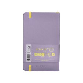 Cuaderno Con Gomilla Antartik Notes Tapa Dura A6 Hojas Cuadricula Morado Y Amarillo 100 Hojas 80 gr Fsc