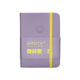 Cuaderno Con Gomilla Antartik Notes Tapa Dura A7 Hojas Lisas Morado Y Amarillo 80 Hojas 80 gr Fsc