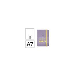 Cuaderno Con Gomilla Antartik Notes Tapa Dura A7 Hojas Lisas Morado Y Amarillo 80 Hojas 80 gr Fsc