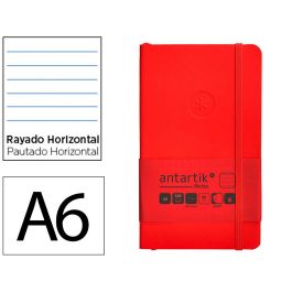 Cuaderno Con Gomilla Antartik Notes Tapa Blanda A6 Rayas Rojo 100 Hojas 80 gr Fsc