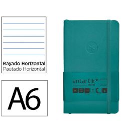 Cuaderno Con Gomilla Antartik Notes Tapa Blanda A6 Rayas Verde Aguamarina 100 Hojas 80 gr Fsc