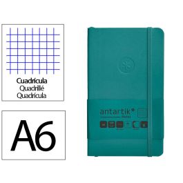 Cuaderno Con Gomilla Antartik Notes Tapa Blanda A6 Cuadricula Verde Aguamarina 100 Hojas 80 gr Fsc