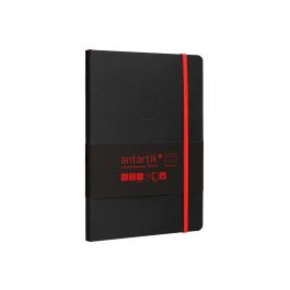 Cuaderno Con Gomilla Antartik Notes Tapa Blanda A5 Hojas Cuadricula Negro Y Rojo 80 Hojas 80 gr Fsc