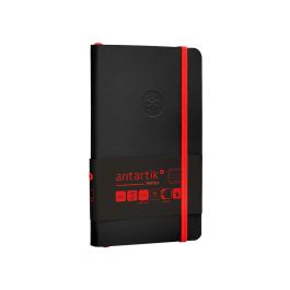 Cuaderno Con Gomilla Antartik Notes Tapa Blanda A6 Rayas Negro Y Rojo 100 Hojas 80 gr Fsc