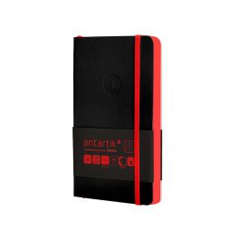 Cuaderno Con Gomilla Antartik Notes Tapa Blanda A6 Cuadricula Negro Y Rojo 100 Hojas 80 gr Fsc