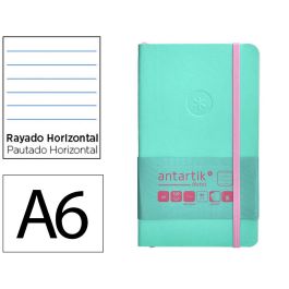 Cuaderno Con Gomilla Antartik Notes Tapa Blanda A6 Rayas Rosa Y Turquesa 100 Hojas 80 gr Fsc