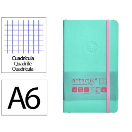 Cuaderno Con Gomilla Antartik Notes Tapa Blanda A6 Cuadricula Rosa Y Turquesa 100 Hojas 80 gr Fsc