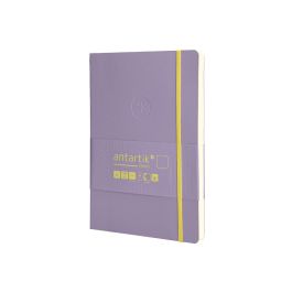 Cuaderno Con Gomilla Antartik Notes Tapa Blanda A5 Hojas Lisas Morado Y Amarillo 80 Hojas 80 gr Fsc