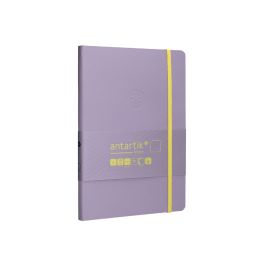 Cuaderno Con Gomilla Antartik Notes Tapa Blanda A5 Hojas Lisas Morado Y Amarillo 80 Hojas 80 gr Fsc