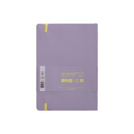 Cuaderno Con Gomilla Antartik Notes Tapa Blanda A5 Hojas Rayas Morado Y Amarillo 80 Hojas 80 gr Fsc