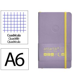 Cuaderno Con Gomilla Antartik Notes Tapa Blanda A6 Cuadricula Morado Y Amarillo 100 Hojas 80 gr Fsc