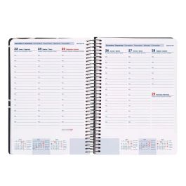 Agenda Espiral Liderpapel Classic A5 2025 Semana Vista Blanco Y Negro 2 Papel 70 gr