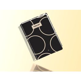 Agenda Espiral Liderpapel Classic A5 2025 Semana Vista Blanco Y Negro 2 Papel 70 gr