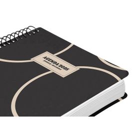 Agenda Espiral Liderpapel Classic A5 2025 Semana Vista Blanco Y Negro 2 Papel 70 gr