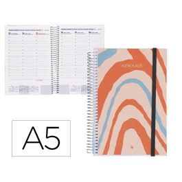 Agenda Espiral Liderpapel Tinos A5 2025 Personalizable Semana Vista Papel 70 gr