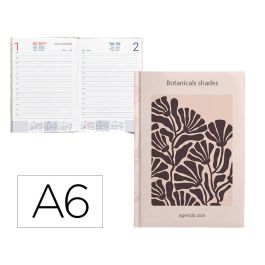 Agenda Encuadernada Liderpapel Nomi A6 2025 Día Página Flores Papel 70 gr